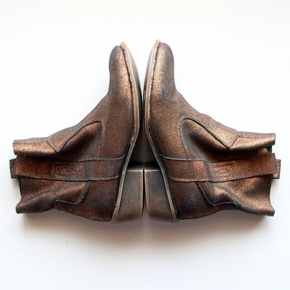 Charles David Bronze Leather Low Block Heel Ankle Boots / Booties Size 7 - Picture 12 of 15